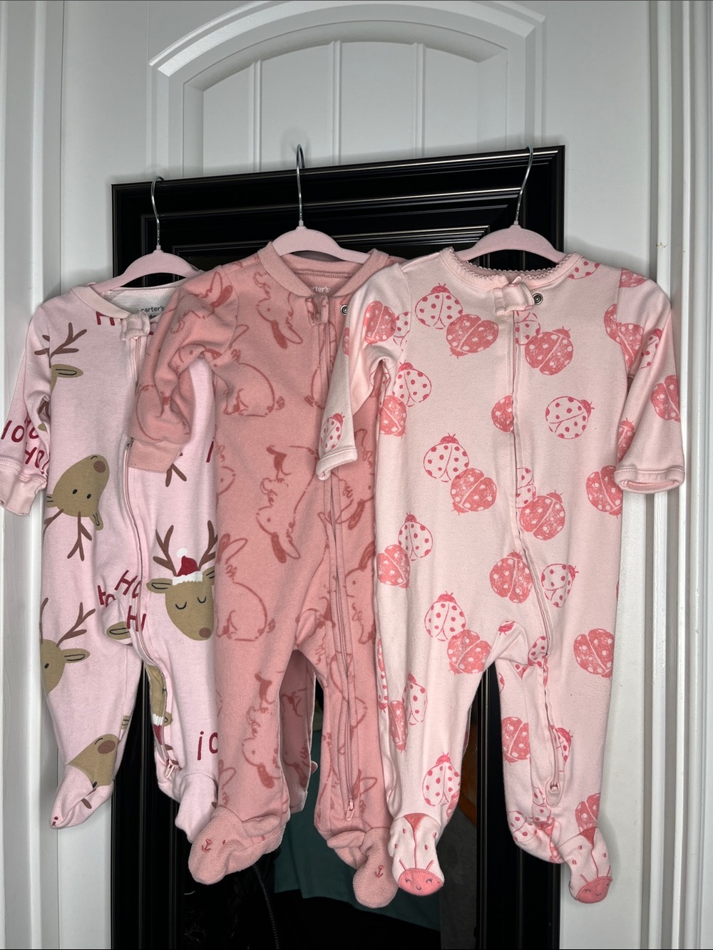 Carter's Pink Holiday and Animal Print Footed Pajama Set